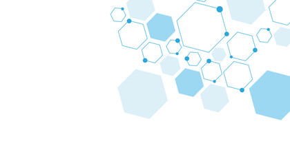 Science network pattern blue Hexagonal abstract background. Big Data Visualization structure elements . Health care and science medical pattern innovation. Template design with concept Dots and lines.