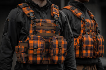 Tactical vest with orange checkered