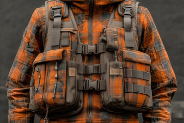 Tactical vest with orange checkered