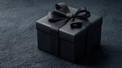 black gift box on textured surface