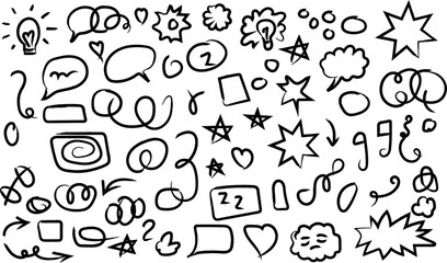 Hand drawn doodle elements collection on white background vector illustration