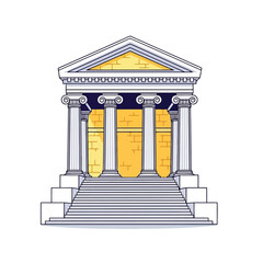 Classical greek temple with columns and steps isolated on white