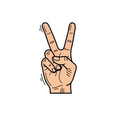 Hand Gesture - Peace Sign with Two Fingers Up.