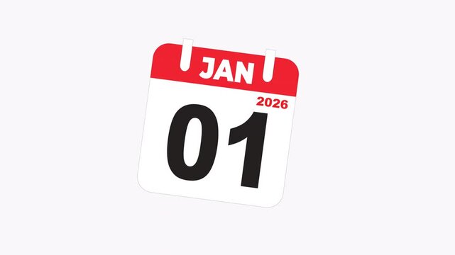 Calendar showing the date january first 2026 suitable for new years events, 2026 scheduling, future planning, time management visuals, and organization tools.
