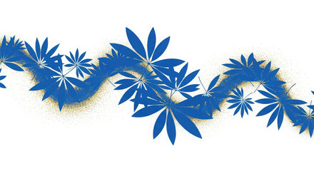 Flowing wavy pattern of blue abstract floral shapes motion graphics design element