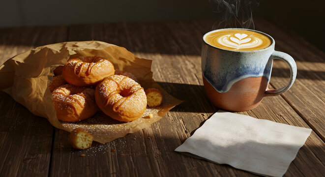 Life Donuts Cappuccino Rustic Morning Light