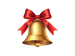 Celebrate the season with a beautiful golden bell adorned with a vibrant red bow, perfect for adding a touch of festive cheer to your holiday designs and seasonal promotions