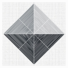 Abstract diamond shape illustration with geometric grayscale pattern