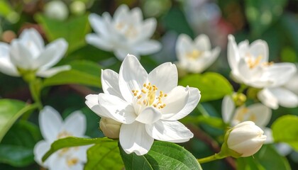 Closeup of Beautiful White Flowers in Bloom.