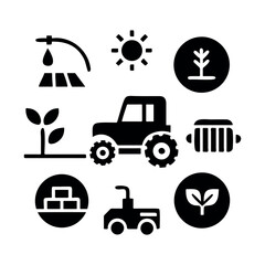 Vector Icons Set for Agricultural Business and Farm Technology