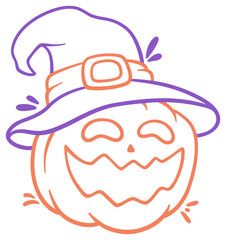 Halloween Pumpkin with Witch Hat Sticker