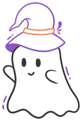 Cute Ghost with Hat Sticker