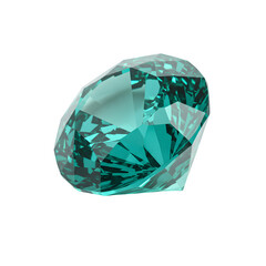 Teal faceted gem sparkles isolated on transparent or white background, PNG Format.