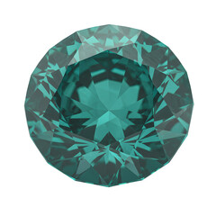 Teal faceted gem sparkles isolated on transparent or white background, PNG Format.
