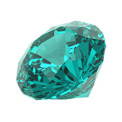 Teal faceted gem sparkles isolated on transparent or white background, PNG Format.