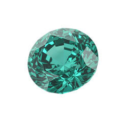 Teal faceted gem sparkles isolated on transparent or white background, PNG Format.