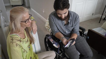 Son Relives Joyful Moments With Mom in Cozy Living Room