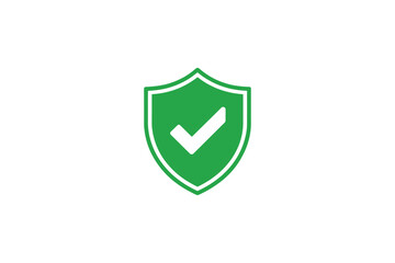 Green shield icon with a white check mark symbolizing security and approval
