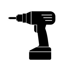 Drilling Machine Silhouette Clip Art on White Background