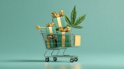 marijuana gifts in a shopping cart