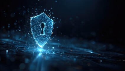 Abstract shield graphic, digital network, security