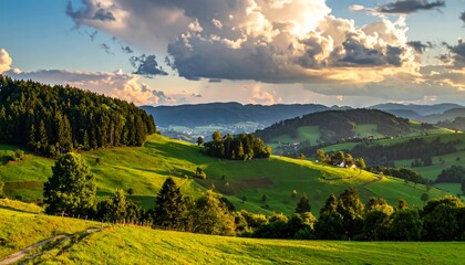 Obraz premium Scenic Mountain Valley Landscape.