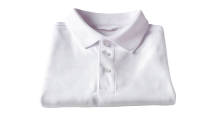 Crisp white shirt isolated on white background with clean fabric texture, classic style, and neatly folded apparel for fashion display