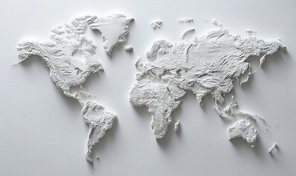 Elevated white world map