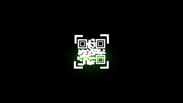 Data processing and qr code Scanning the QR code icon animation on solid background.The QR codes encoded examples of the multiplication table..