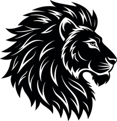 Lion head vector mascot tattoo illustration isolated silhouette