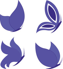Naklejka premium Purple Butterfly Vector Set – Elegant Minimal Butterfly Icons for Beauty, Nature, and Design