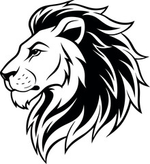 Lion head vector icon illustration of wild animal face silhouette
