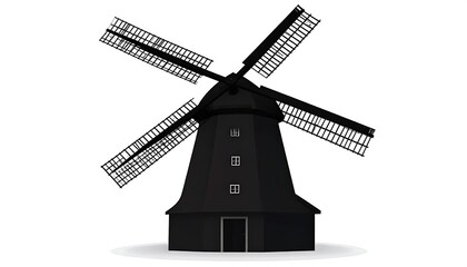 Classic Dutch Windmill Silhouette.