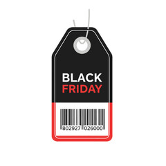 Black Friday Sale Tag with Barcode for Shopping Promotions.