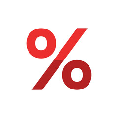 Red percentage sign on a white background.