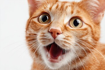 Close-up of ginger cat with wide-eyed expression