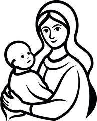 mother holding baby vector illustration of love and family