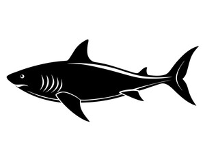 Shark underwater silhouette vector isolated on white background