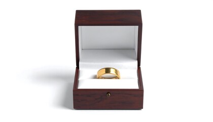 Gold Ring in Brown Jewelry Box.