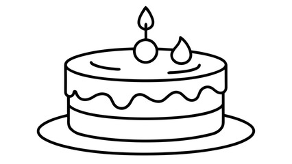 contemporary outlined sweet dessert birthday piece vector line art.