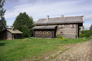 Mandrogi. Russia. Ancient wooden houses from the 19th century, recreated in modern times