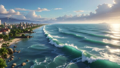 Fototapeta premium Fale oceanu uderzające o wybrzeże