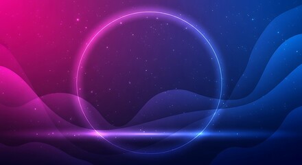 Glowing Neon Circle Abstract Background.