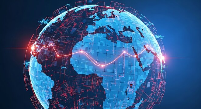 Global Network Connection World Map. - Powered by Adobe