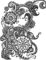 Abstract seamless pattern with floral elements