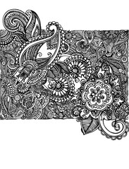 Abstract seamless pattern with floral elements