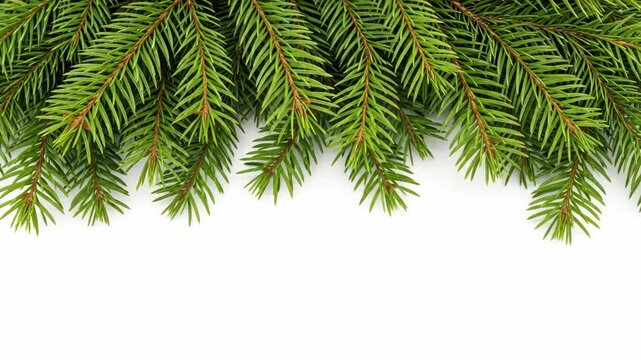 Pine tree branches isolated on white background