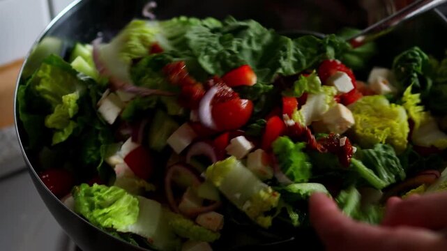 making a fresh and healthy salad 4k 25fps video