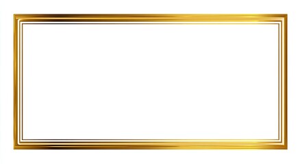 Gold rectangle frame on white background