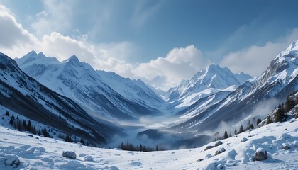snow covered mountains